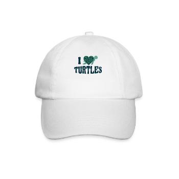 Sea Turtle Tortoise Heart I Love - Baseball Cap - white/white - Front