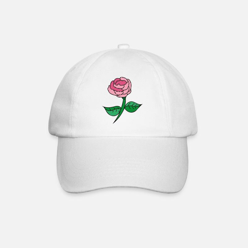 Pink Rose - Baseball Cap - white/white