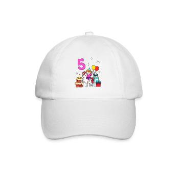 With Unicorn - Girl's Birthday 5 Years - Baseball Cap - white/white - Front