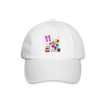 Avec licorne - Anniversaire de fille 11 ans - Casquette classique - blanc/blanc - Devant