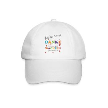 Liebe beste Oma - Danke für deine Hilfe, Geschenk - Baseballkappe - Weiß/Weiß - Vorne