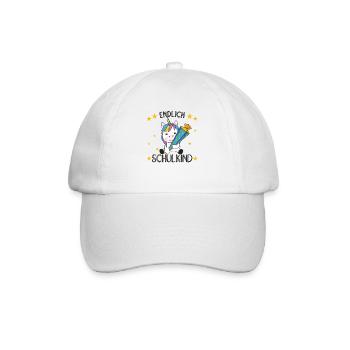 endlich Schulkind Einschulung Schule Einhorn - Baseballkappe - Weiß/Weiß - Vorne