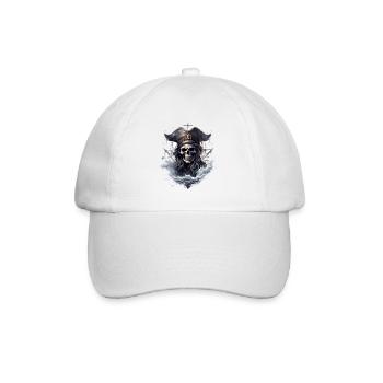 Pirate Skull Jolly Roger Costume Gift - Baseball Cap - white/white - Front
