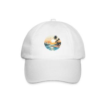 Ocean vibes, beach vibes, sunset on the beach, oce - Baseball Cap - white/white - Front