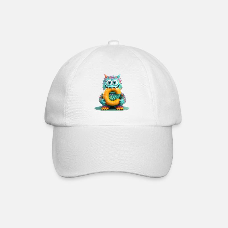 Bunter Monster mit Buchstabe C - Baseballkappe - Weiß/Weiß