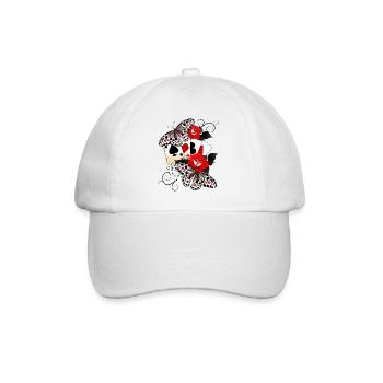 Kartenspiel mit Rosen und Schmetterlingen - Baseballkappe - Weiß/Weiß - Vorne