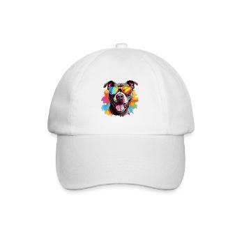 Colorful Pitbull Wearing Sunglasses Dog Lover - Baseball Cap - white/white - Front