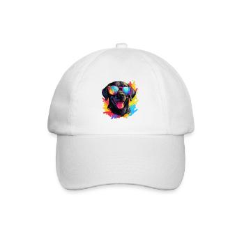 Bunte Labrador mit Sonnenbrille Hundeliebhaber - Baseballkappe - Weiß/Weiß - Vorne