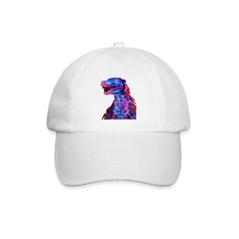 Neon-Dino mit futuristischem Flair - Baseballkappe - Weiß/Weiß - Vorne