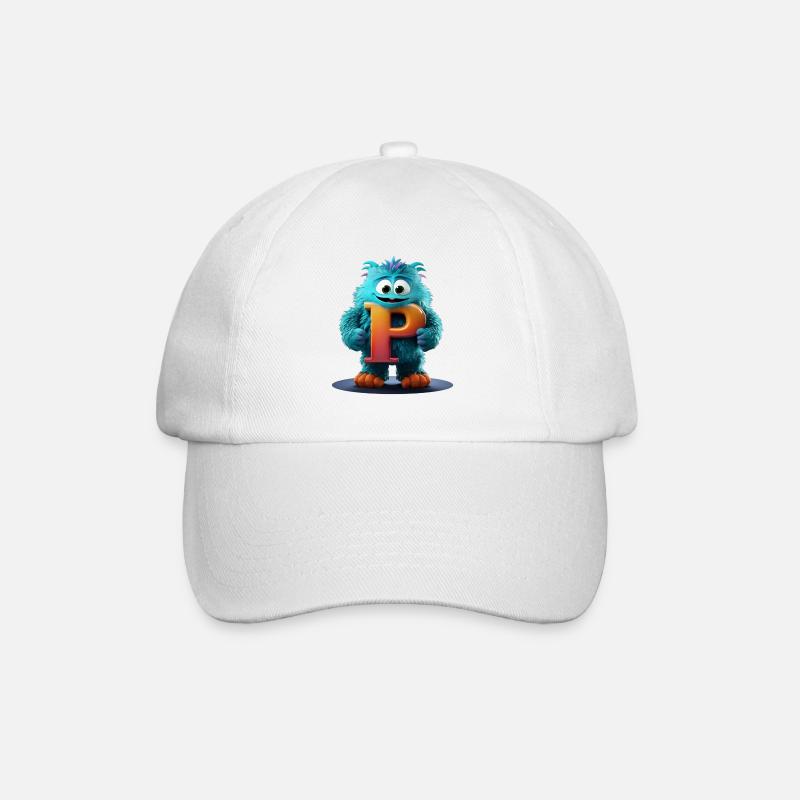 Monstre bleu avec P géant - Casquette classique - blanc/blanc
