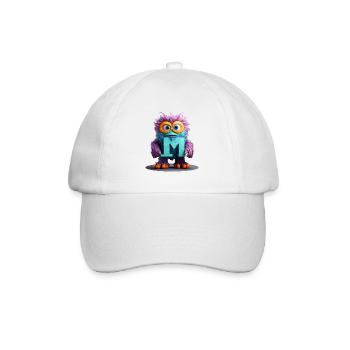 Multicolored Monster with Letter M - Baseball Cap - white/white - Front