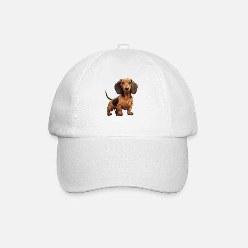 Dachshund, Dachshund or Teckel Cute Hound - Baseball Cap - white/white
