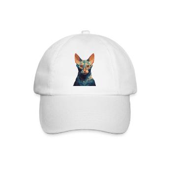 Katze - stylish, modern, abstrakt, künstlerisch - Baseballkappe - Weiß/Weiß - Vorne