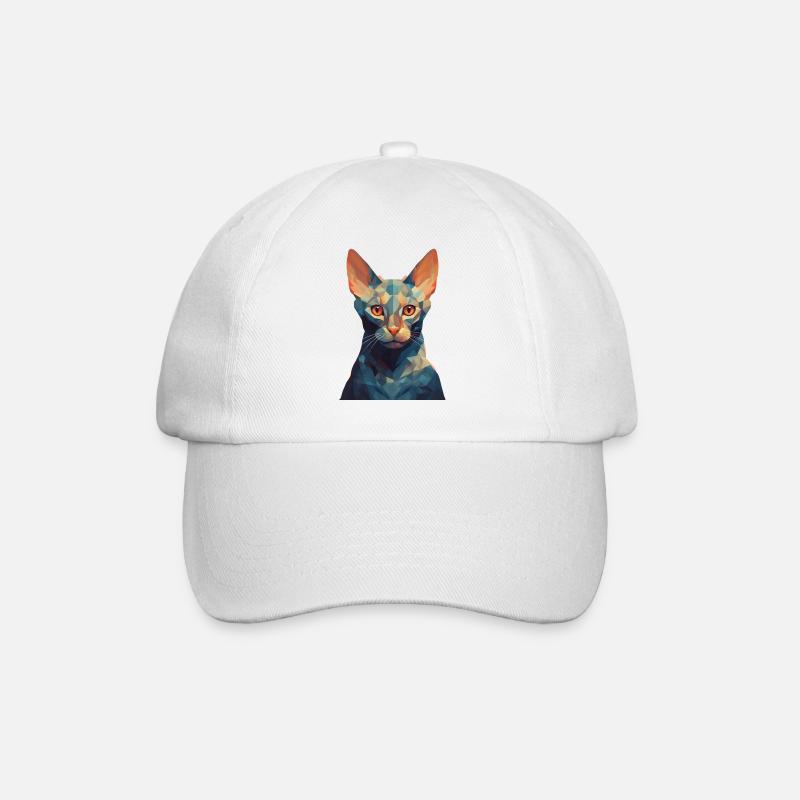 Katze - stylish, modern, abstrakt, künstlerisch - Baseballkappe - Weiß/Weiß