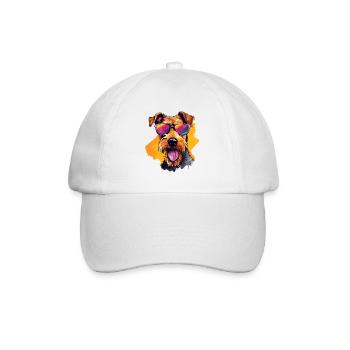 Airedale Terrier coloré portant des lunettes de soleil - Casquette classique - blanc/blanc - Devant