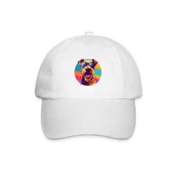 Airedale Terrier coloré portant des lunettes de soleil - Casquette classique - blanc/blanc - Devant