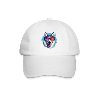 Husky coloré d’Alaska portant des lunettes de soleil - Casquette classique - blanc/blanc - Devant