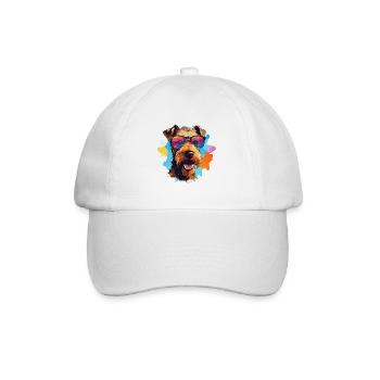 Airedale Terrier coloré portant des lunettes de soleil - Casquette classique - blanc/blanc - Devant