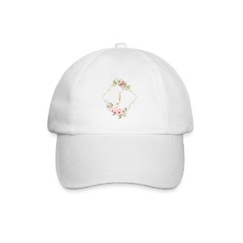 Customizable Monogram J Pastel Floral - Baseball Cap - white/white - Front