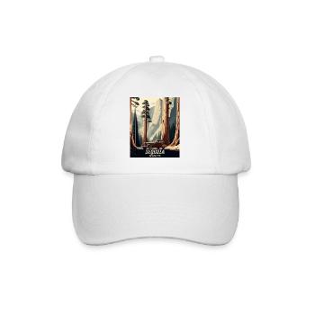 Vintage Sequoia Nationalpark Retro Roadtrip Kunst - Baseballkappe - Weiß/Weiß - Vorne