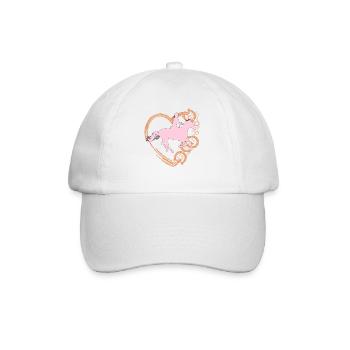 Pferd und Mädchen reiten Design mit Herz - Baseballkappe - Weiß/Weiß - Vorne
