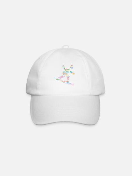 Ski Alp resorts, word cloud, snowboard - Baseball Cap - white/white
