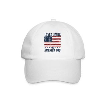 Loves Jesus and America Too God Christian - Baseball Cap - white/white - Front