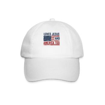 Loves Jesus and America Too God Christian - Baseball Cap - white/white - Front