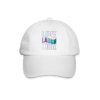 Programmer Shirt, Live Laugh Code Tee, Coding - Baseball Cap - white/white - Front