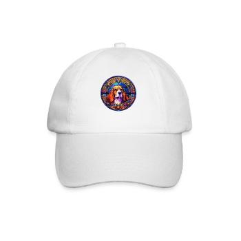 Stained Glass Design - Beagle Dog in Stained Glass - Baseball Cap - white/white - Front