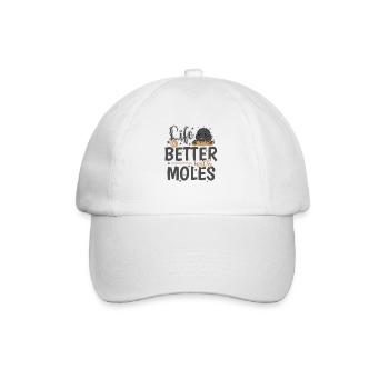Life is Better with Moles Tier Erdhügel - Baseballkappe - Weiß/Weiß - Vorne