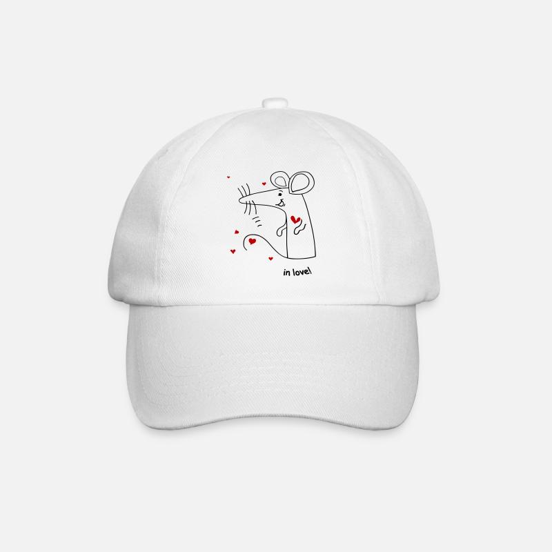 Maus in love - Baseballkappe - Weiß/Weiß