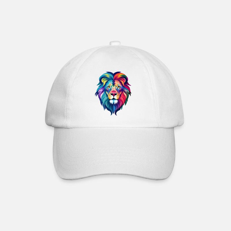 Cooler bunter Löwe - Baseballkappe - Weiß/Weiß