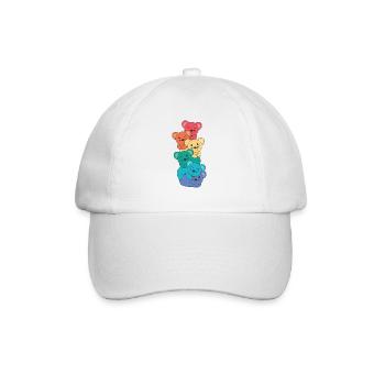 Rainbow Flag Pride LGBTQ Cute Mouse Stack - Baseball Cap - white/white - Front