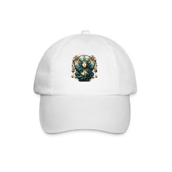 Cooles Sternzeichen Waage Design für Frauen und Männer - Baseballkappe - Weiß/Weiß - Vorne