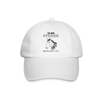 Ich mag Pferde und 3 Leute - Perfektes Geschenk - Baseballkappe - Weiß/Weiß - Vorne