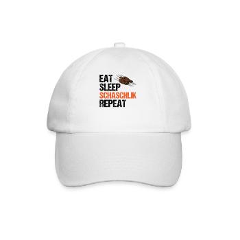 Eat Sleep Schaschlik Repeat Lebensstil Geschenk - Baseballkappe - Weiß/Weiß - Vorne