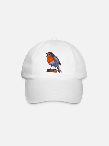 Robin Bird Illustration über Textil - Baseballkappe - Weiß/Weiß