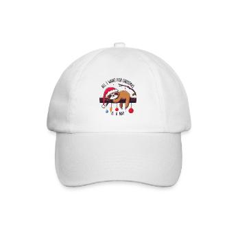 Faultier Sloth All I want for Christmas is a nap - Baseballkappe - Weiß/Weiß - Vorne