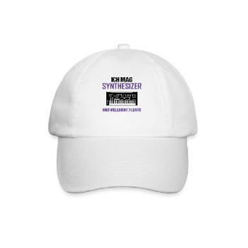 Synthesizer und 3 Leute Musikliebhaber Geschenk - Baseballkappe - Weiß/Weiß - Vorne