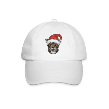 Chat Noël père Noël chapeau bande dessinée - Casquette classique - blanc/blanc - Devant