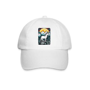 Art cartoon of a unicorn horse in nature - Baseball Cap - white/white - Front