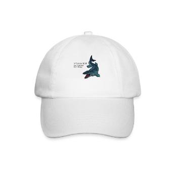 Realistische Zeichnung des Mosasaurus - Baseballkappe - Weiß/Weiß - Vorne