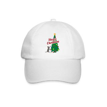 Verspielte Weihnachtskatze Frohes Fest Geschenk - Baseballkappe - Weiß/Weiß - Vorne