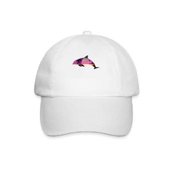 Dolphin Palm Tree Sunset - Baseball Cap - white/white - Front