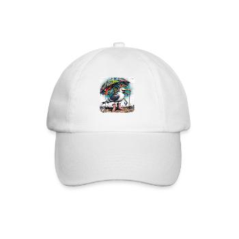 Street art seagull with umbrella and rubber boots - Baseball Cap - white/white - Front