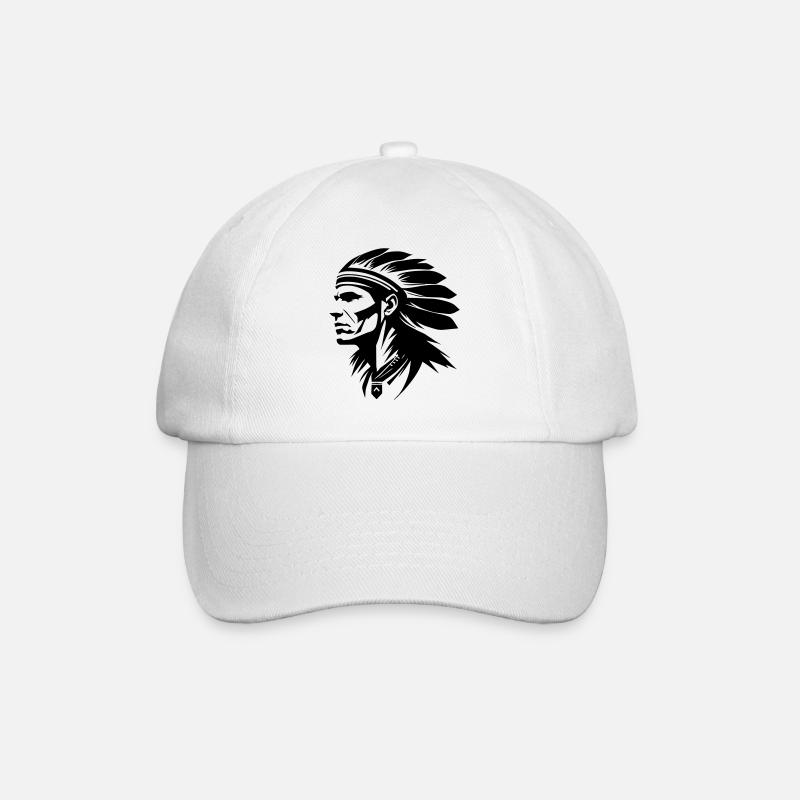 Indianer Häuptling mit Federn - Baseballkappe - Weiß/Weiß