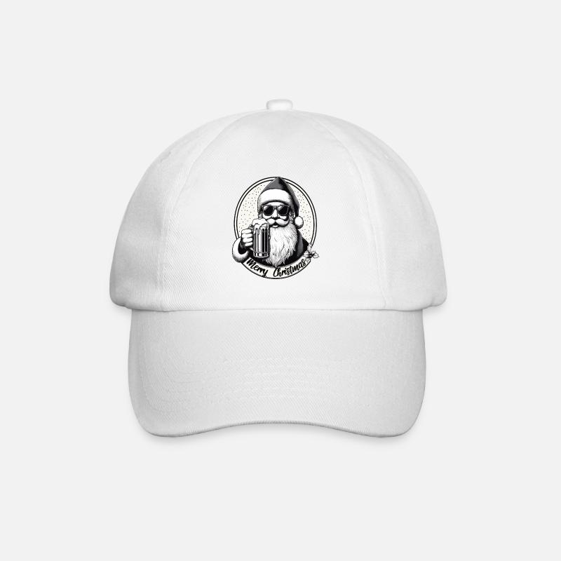 Weihnachtsmann mit Bier Frohe Weihnachten - Baseballkappe - Weiß/Weiß
