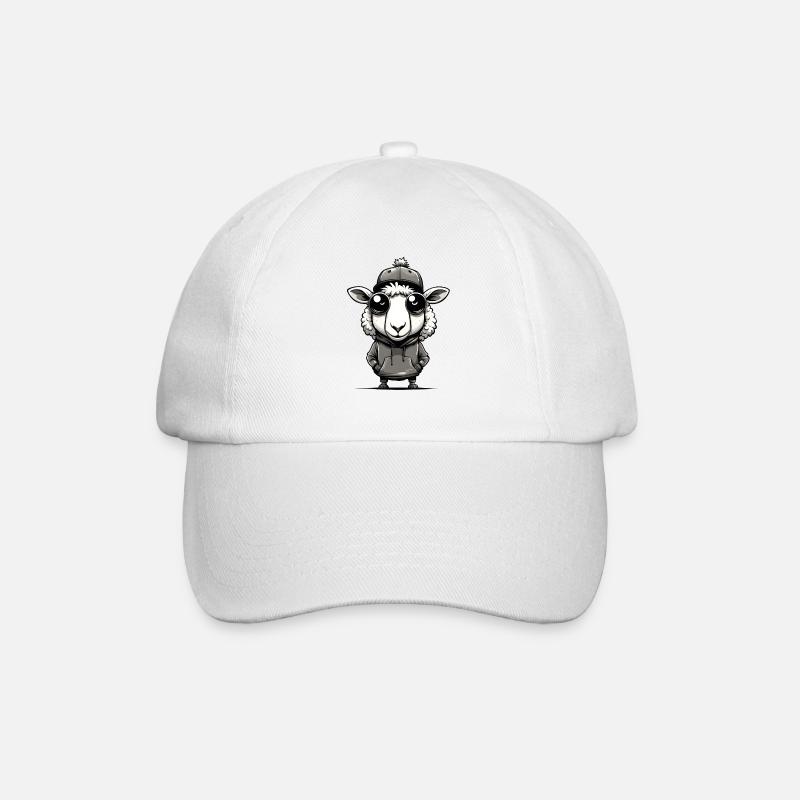 Cooles Hip Hop Schaf - Baseballkappe - Weiß/Weiß