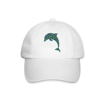 Dolphin Tropical Flower Floral - Baseball Cap - white/white - Front